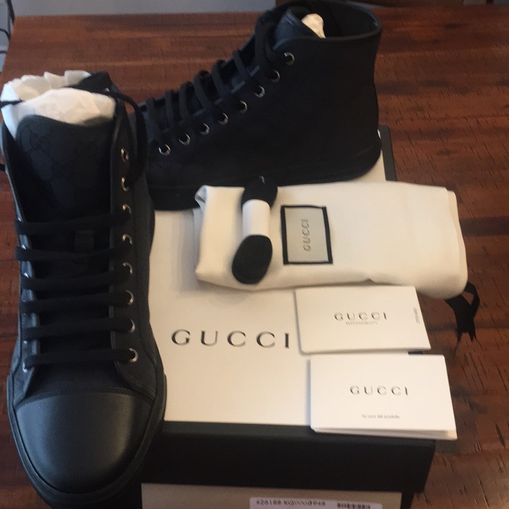 Gucci original GG Leather toe canvas PIOMBO NERO